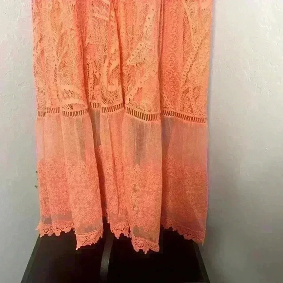 Torrid Coral Lace Crochet Button Front Layered Skater Dress 1 1X 14/16 - Picture 7 of 12